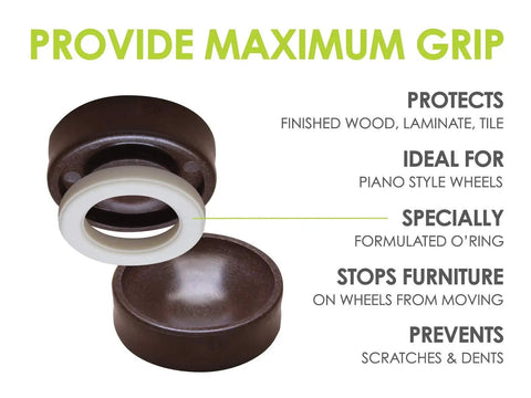 Image showing Small Furniture Wheel Caster Cups With Non Skid Rubber Grip Set Of 4 Floor Protectors for chairs and tables.