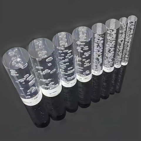 Rock Solid Clear Acrylic Stair Handrails With Heavy Duty Stainless Steel Brackets Non Slip Safety Railing For Indoor Hallways Lofts And Porches Built Tough Complete Kit 2 Inch Grip displaying transparent tubes filled with bubbles.