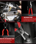 9 Piece Hose Clamp Pliers Set For Fuel Line Disconnect And Hose Removal Tool Kit Including Relay Puller Straight Clamp Pliers 30 Degree Angled Disconnect Pliers Panel Clip Pliers Trim Tool And Carry Case
