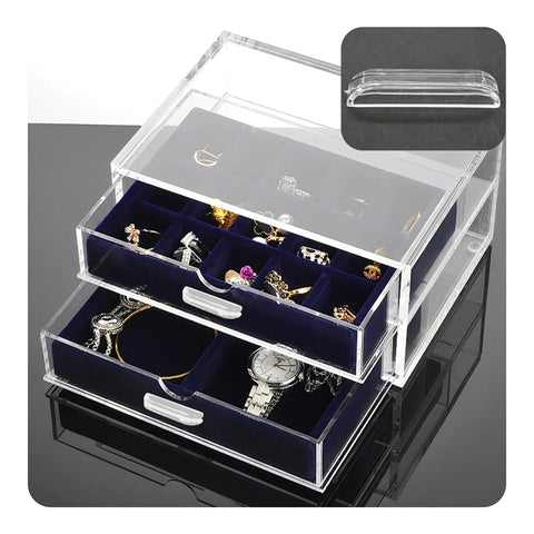 12 Pack Transparent Acrylic Drawer Pulls 2 Inch Mini Clear Glass Look Cabinet Handles installed on jewelry box