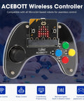 Wireless Micro Bit Controller For Robots With Built In Joystick And Four Responsive Buttons Ergonomic Grip For Makecode Coding Projects And STEM Learning A Totally Cool Gift For Kids And Teens; black ACEBOTT controller