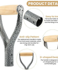 D Grip Shovel Handle Replacement With 32mm Inner Diameter Metal Core And Wooden Grip, heavy-duty iron and beech build, silver finish