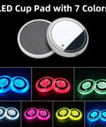 Dope Color Changing Car Cup Holder Lights Kit With USB Charging Mat Waterproof IP67 7 Colors 2 Pack showing color modes