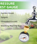 High Accuracy Zero To Two Hundred Psi Water Pressure Gauge for Home Faucets and Garden Hoses with red indicator installed