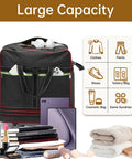 Front view of a black foldable rolling duffel bag with wheels and handle, expandable