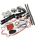 Kick Your Engine Into High Gear With This Heavy Duty Timing Chain Cam Phaser Solenoid Oil Pump Kit For 2004-2008 Lincoln 5.4L V8 That Fixes Slow Starts And Rough Idles Without Breaking The Bank. engine timing kit parts on white background