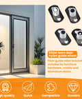 Heavy Duty Sliding Barn Door Floor Guide With Nylon Wheel 4 Pcs Pocket Door Bottom Guide Rollers on display next to a door