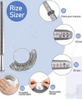 All In One Jewelry Making Tool Kit With Ring Size Mandrel and measuring rings, showing US and EU sizes for ring crafting.