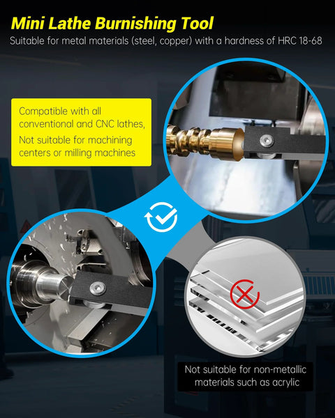 Mini lathe burnishing tool with bearing steel balls for conventional and CNC lathes (Amazon brand)