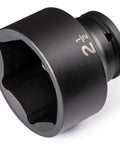 Three Quarters Inch Drive Two And A Half Inch Shallow Six Point Impact Socket Built Beefy And Pro Grade With Dual Laser And Stamped Size Markings