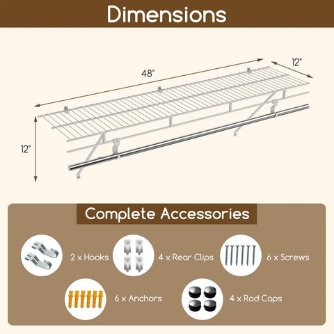 Built Tough Wall Mounted Closet Shelves Featuring Ventilated Heavy Duty Metal Wire Organizers With Sturdy Adjustable Hanging Rods For No Sweat Home Storage And Smooth Room Makeovers
