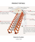 Electric Attic Ladder Remote Control Pull Down Folding Loft Stairs seamless design with titanium-magnesium alloy frame and handrail.