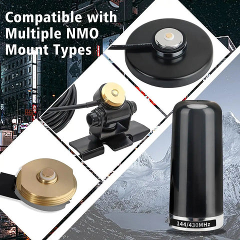Dual Band Car Ham Radio Antenna With NMO Mount For VHF UHF 136-174 MHz And 400-470 MHz, Ultra Short 9 cm Design