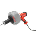 Professional Grade Pneumatic Air Powered 230V Drain Cleaning Tool showing K-45AF5 design for stubborn clogs, heavy duty build.