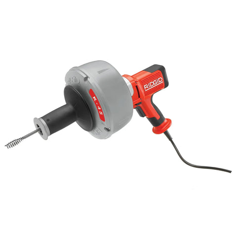 Professional Grade Pneumatic Air Powered 230V Drain Cleaning Tool showing K-45AF5 design for stubborn clogs, heavy duty build.