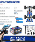 1/14 Scale 4WD RC Car For Adults With Upgraded Metal Chassis And Zinc Alloy Gears Reaches Up To 43 MPH On Off Road Trails displayed with accessories.