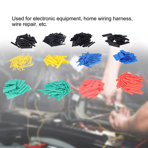Solid 530 Piece Heat Shrink Tube Set With Color Nylon Tubing For Electrical Wire Wrap Repair And Circuit Wiring Harness Fix Kit Multiple Sizes Colors, assorted lengths