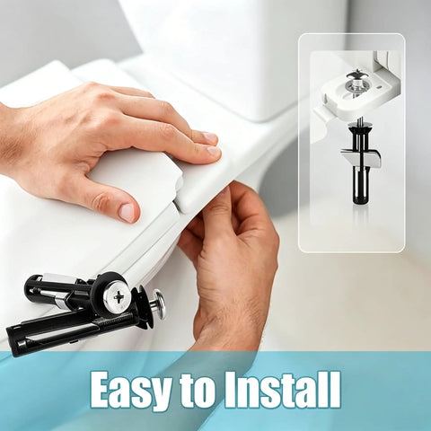 Universal Toilet Seat Bolts Replacement Kit With Stainless Steel Heavy Duty Toilet Lid Screws Washers And Lock Nuts For Top Mount Lids Fits Most Standard Elongated Toilets Rust Resistant And Breezy To Install installed on white toilet seat