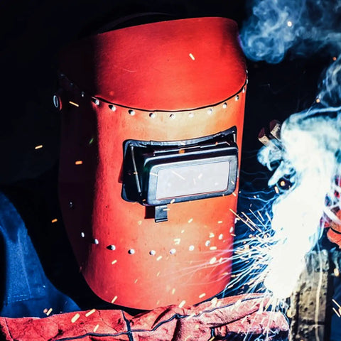 Get These Top Tier Welding Lenses Glass Replacement For Your Hood Eye Protection High Transparency Plus Grinding And Cutting Gear You Will Love, red welding helmet with sparks.