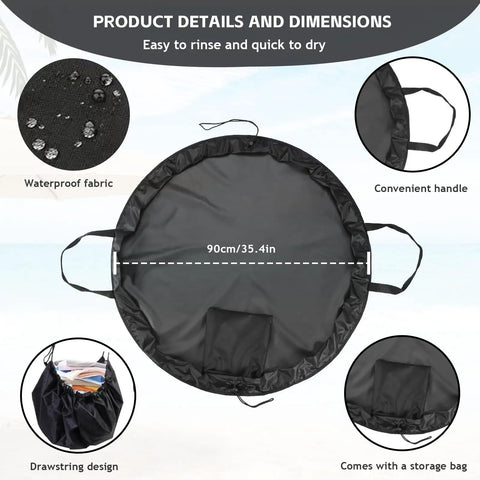 2 In 1 Wetsuit Change Mat And Dry Bag Waterproof Beach Gear Organizer For Surfing with 90 cm change surface and drawstring design