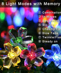 Outdoor Solar Cherry Blossom String Lights 2 Pack, 30.6 Ft Each, 50 LED Multicolor Flower Lights for Garden Patio Yard Tree