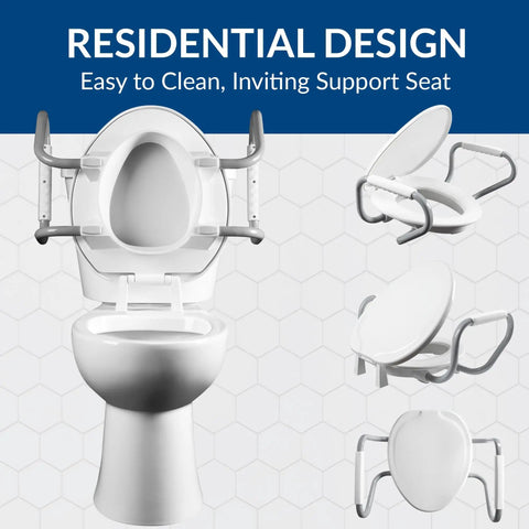 3 Inch Raised Toilet Seat With Grippy Handles For Easy Sitting And Standing, Heavy Duty Construction With Secure Hinges And Clean Shield Guard