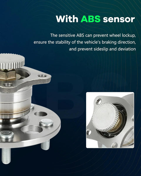 Close-up of Rear Wheel Hub Bearing Assembly 512310 for Toyota Avalon 1995-2004 with ABS sensor, showing 5-lug bolt and induction-hardened raceway.