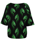 Back view of Cool Women Dragon Fire Art Tee With Boat Neck Loose Fit Short Sleeve Breathable Polyester Blend For Daily Wear