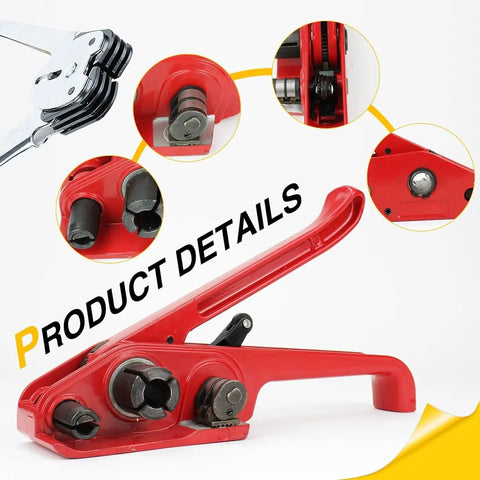 Detailed view of Heavy Duty Pallet Strapping Kit With Poly Strapping Tensioner, 4000 Inch PP Strapping Band, 100 Metal Seals, Sealer Tool.