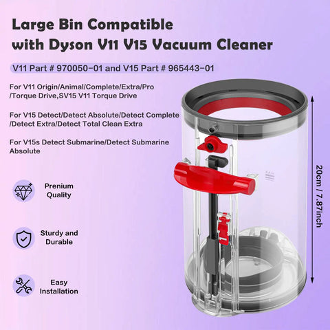 Dust Bin Replacement For V11 Origin V15 Detect V15S SV14 SV15 SV22 Vacuum Cleaners Must Have Easy Click In Canister Part 97005001