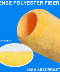 Close-up of 3/8" nap on a roller from 18 Piece 9 Inch Paint Roller Covers Kit With Dense Three Eighth Inch Nap For Semi Smooth To Textured Surfaces Durable Polyester
