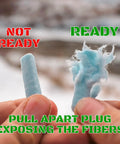 Close-up of Starter Plugs 50 Pack For Extreme Winter Weather Fire Lighting Survival Outdoors showing preparation steps.
