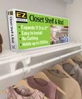 Expandable Closet Shelf And Hanging Rod System Adjustable From 17.5 To 27 Inches White Finish Holds Up To 200 Lbs Easy DIY Install