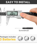 6 Inch Digital Caliper Tool With Big LCD Screen For DIY And Home Projects, stainless steel vernier caliper with screwdriver and batteries