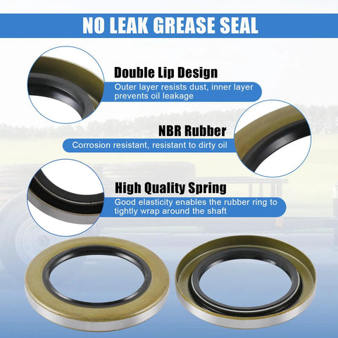 Close-up of double lip grease seals from Beefy 7000 Lb Trailer Axle Bearing Kit Four Pack with NBR rubber and durable spring