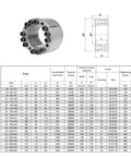 Heavy Duty Xoxisqhy Coupling Expansion Bushing Z4 Sleeve Shaft Locking Device with size and specifications table.