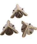 Solid Antique Bronze Corner Protectors set of three, 30mm edge guards, made of durable iron for furniture protection.