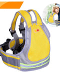 Four In One Kiddo Friendly Motorcycle Harness For Safe Rides In Bright Yellow With Breathable Fabric, Adjustable Belt