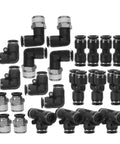 Cool VILLCASE Push Connect Pneumatic Fitting Kit With 8mm Tube And 3/8 Inch Npt Male Elbow Plus Straight Nickel Plated Copper Connector for air hoses