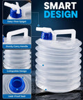 Foldable Water Container With Spigot And Gloves 3L for camping, easy-flow spigot, sturdy carry handle, collapsible design