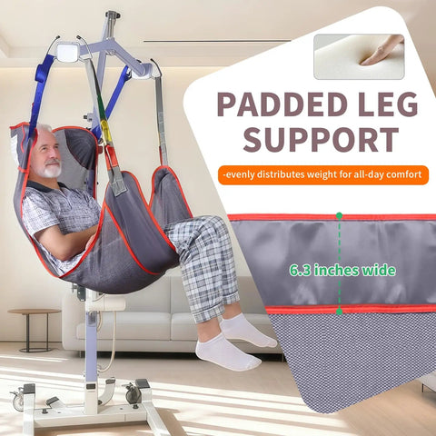 EHUCONHEEL Full Body Mesh Patient Lift Sling Universal Transfer Aid For Electric Ceiling Hoist with padded leg support.