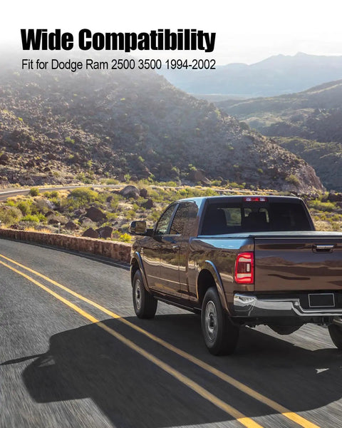 Dodge Ram 2500 3500 truck driving on a scenic road, showcasing heavy duty serpentine drive belt compatibility from 1994-2002.