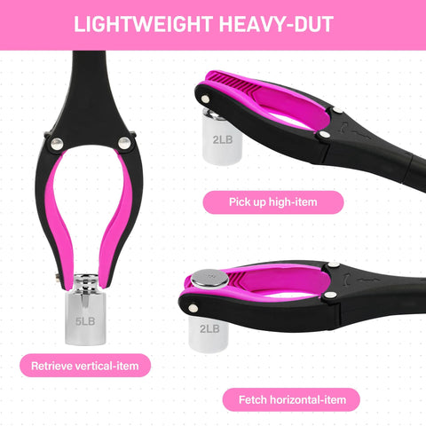 magnetic grabber tool for seniors with pink grips and swivel head, designed for lifting and retrieving items easily and efficiently