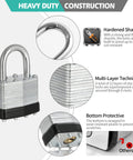 Image of Beefy Keyed Alike Nickel Plated Padlocks Set of 12, showing heavy duty construction details and 1 inch shackle features.