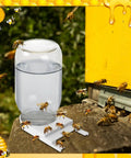 Six Pack Front Bee Feeders For Hives with bees feeding from mason jar on beehive entrance feeder setup outdoors