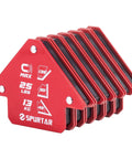 Six Pack Heavy Duty Welding Magnets 25 Lb Each With Magnetic Angle Clamps For Hands Free Welding 45 90 135 Degree Angles Bright Red Holders For Easy Location On The Job