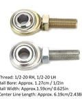 Built Tough Heavy Duty Rod End Heim Joint Set With Half Inch Bore And Half Inch 20 RH LH Male Threads, Stainless Steel, Corrosion Resistant, High Load Lateral Capacity 12200 Lb, Universal Fit For Cars, Motorcycles, ATVs, Boats, CNC Equipment; two rod ends