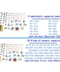 No Sweat Electronics Tinkerer Kit 1400 Piece Beginner Starter Pack with solid storage container, 12 electrolytic & 30 ceramic capacitors.