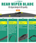 Premium Windshield Wiper Blades For Chevrolet Trax 2024 Through 2026 11 inch natural rubber rear blade with OE design features.