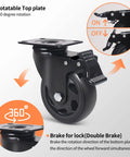 Heavy Duty 3 Inch Caster Wheels Set Of 4 With Swivel Brakes Handles 1100 Pounds close-up of rotating caster with brake features.